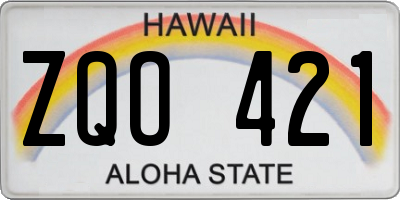 HI license plate ZQO421