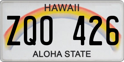 HI license plate ZQO426