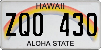 HI license plate ZQO430