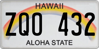 HI license plate ZQO432