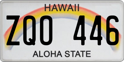 HI license plate ZQO446