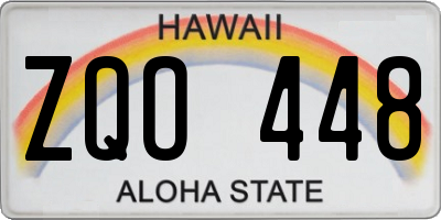 HI license plate ZQO448