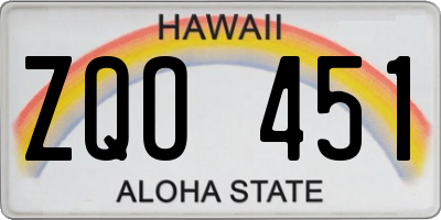 HI license plate ZQO451