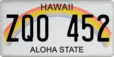 HI license plate ZQO452
