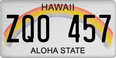 HI license plate ZQO457