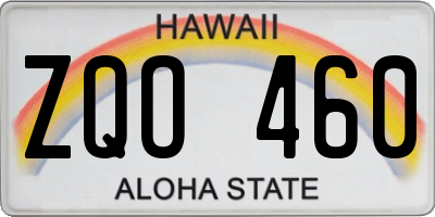 HI license plate ZQO460
