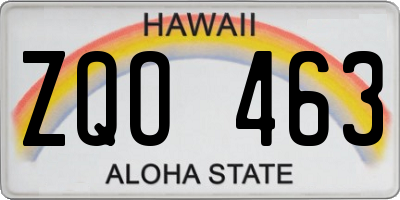HI license plate ZQO463
