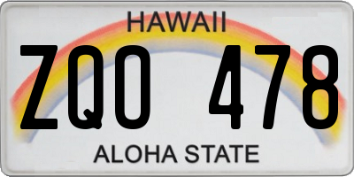 HI license plate ZQO478