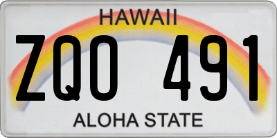 HI license plate ZQO491
