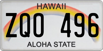 HI license plate ZQO496
