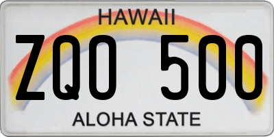 HI license plate ZQO500