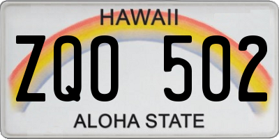 HI license plate ZQO502
