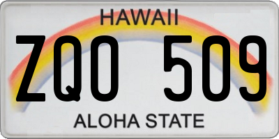 HI license plate ZQO509