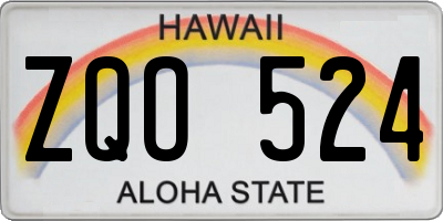 HI license plate ZQO524