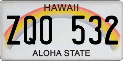 HI license plate ZQO532