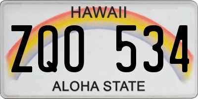 HI license plate ZQO534