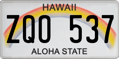 HI license plate ZQO537