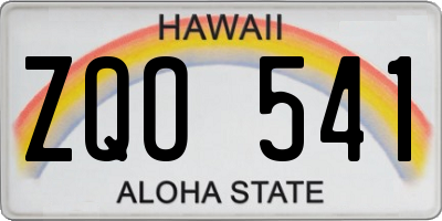 HI license plate ZQO541