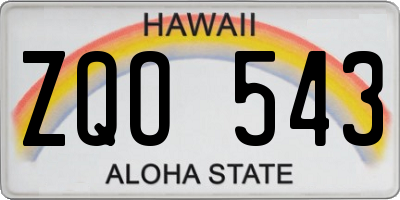 HI license plate ZQO543