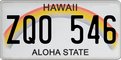 HI license plate ZQO546