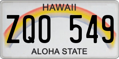 HI license plate ZQO549