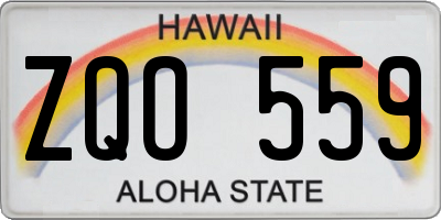 HI license plate ZQO559