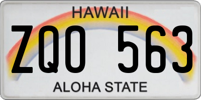 HI license plate ZQO563