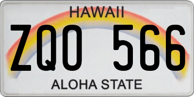 HI license plate ZQO566
