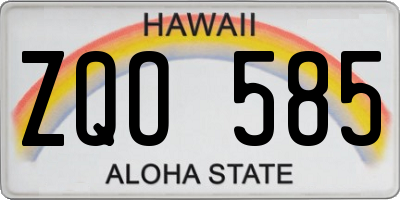 HI license plate ZQO585
