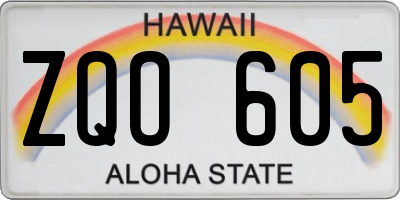 HI license plate ZQO605