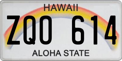 HI license plate ZQO614