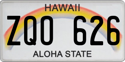 HI license plate ZQO626