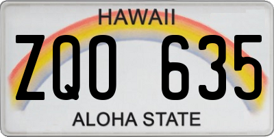 HI license plate ZQO635
