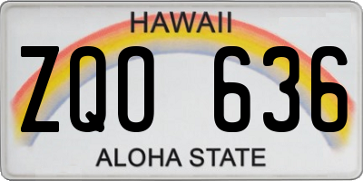 HI license plate ZQO636