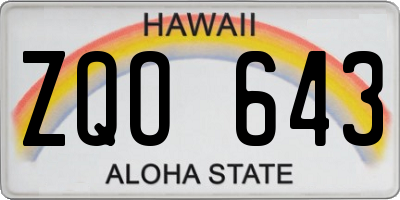 HI license plate ZQO643