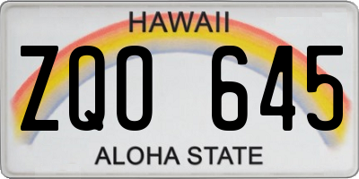 HI license plate ZQO645