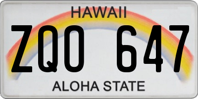 HI license plate ZQO647