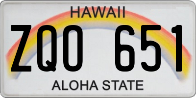 HI license plate ZQO651