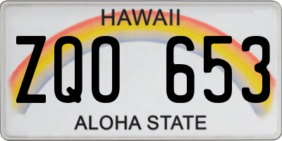 HI license plate ZQO653