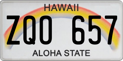 HI license plate ZQO657