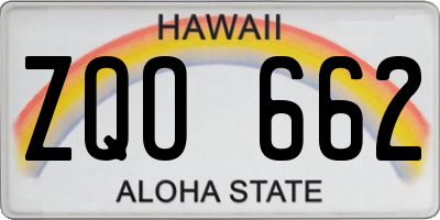 HI license plate ZQO662