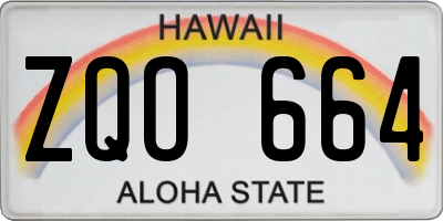 HI license plate ZQO664