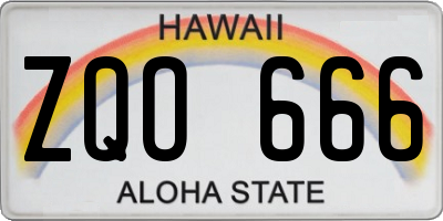 HI license plate ZQO666