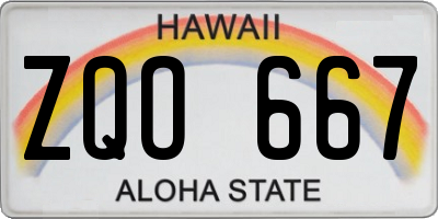 HI license plate ZQO667