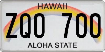 HI license plate ZQO700