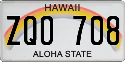 HI license plate ZQO708