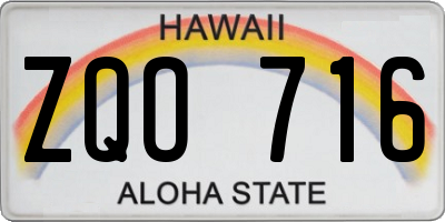 HI license plate ZQO716