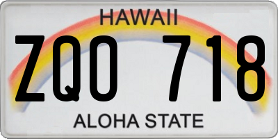 HI license plate ZQO718