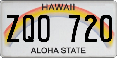 HI license plate ZQO720