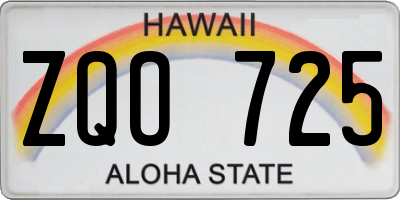 HI license plate ZQO725